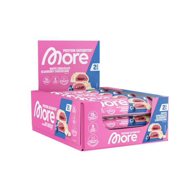More Protein Satisbites „White Chocolate Blueberry Cheesecake“ — 12er Tray