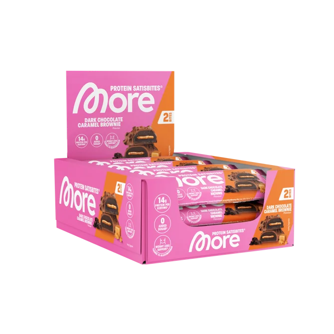 More Protein Satisbites „Dark Chocolate Caramel Brownie“ — 12er Tray