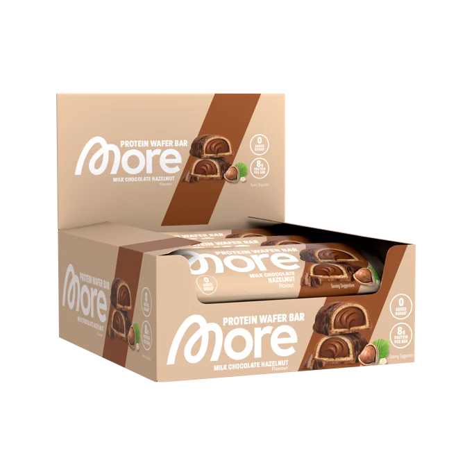 More Protein Wafer Bar „Milk Chocolate Hazelnut“ — 6er Tray